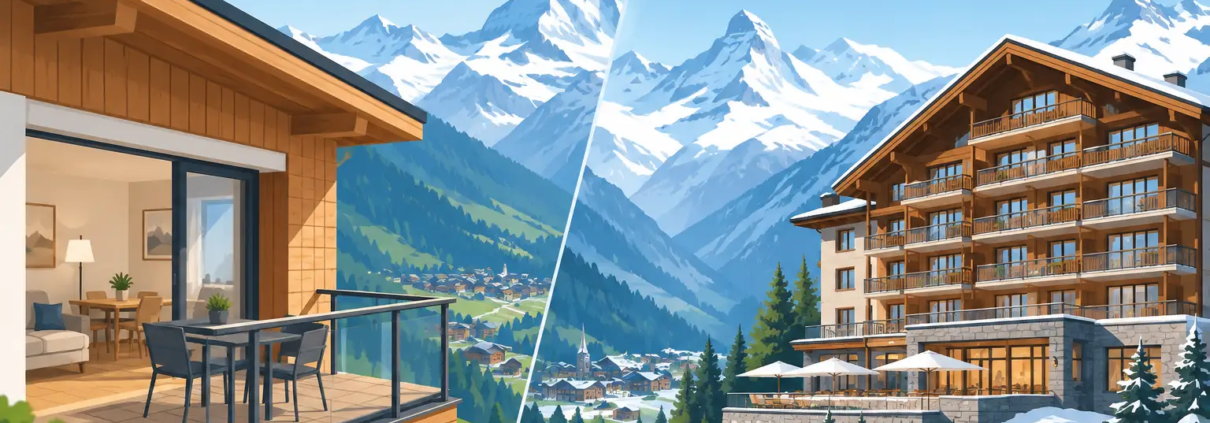 Ferienwohnung versus Berghotel in Saas-Fee